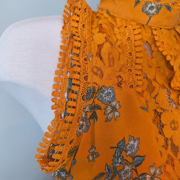 Self Esteem Lacy Top Burnt Orange/Flower details - Picture 4 of 7
